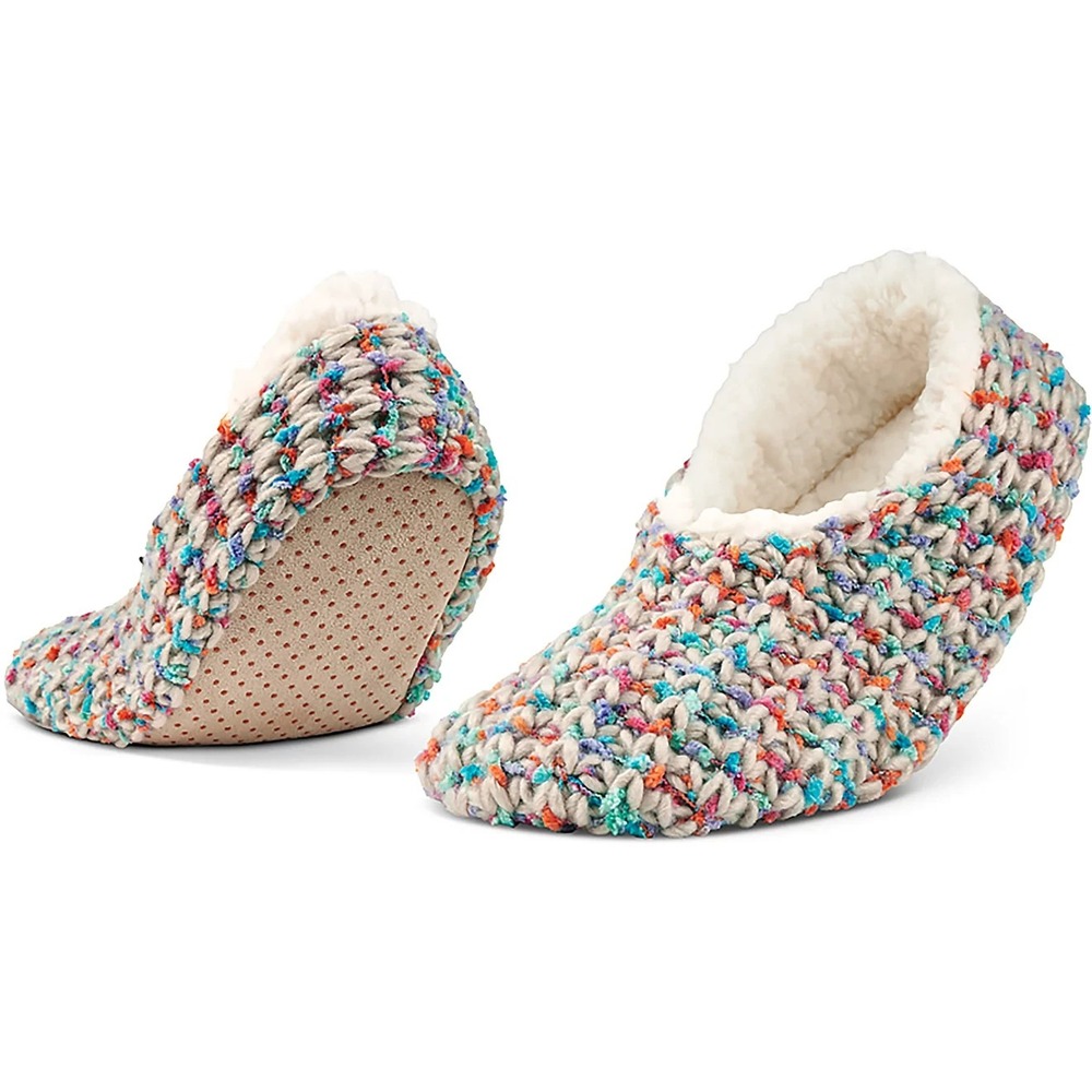 Magellan Outdoors Women's Crochet Lodge Slippers ALOE Infused MULTI-COLOR NWT
